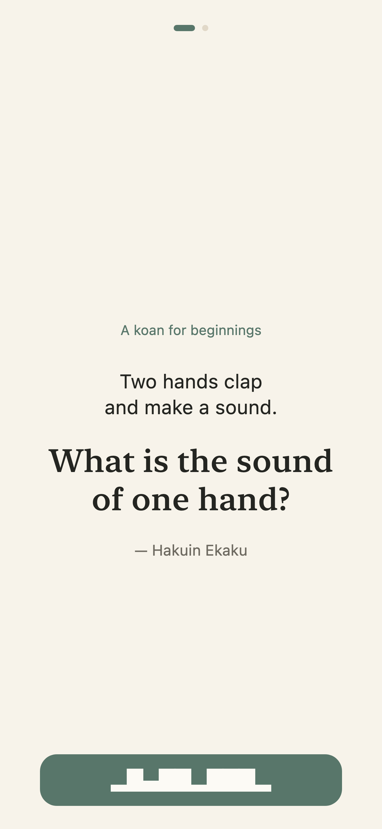 ZenDaily screen presenting the classic sound of one hand koan